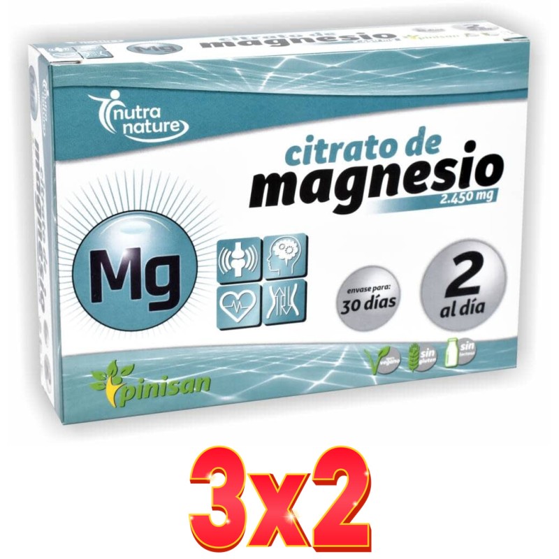 Pack de 3x2 unidades Citrato De Magnesio Mineraline 60 Comp Pinisan Pack de 3x2 unidades Citrato De Magnesio Mineraline 60 Comp Pinisan