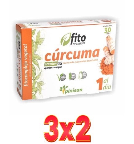 Pack de 3x2 unidades Fito Premium Curcuma 30 Cápsulas Pinisan