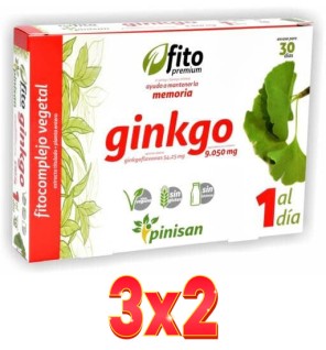 Pack de 3x2 unidades Fito Premium Ginko 30 Cápsulas Pinisan