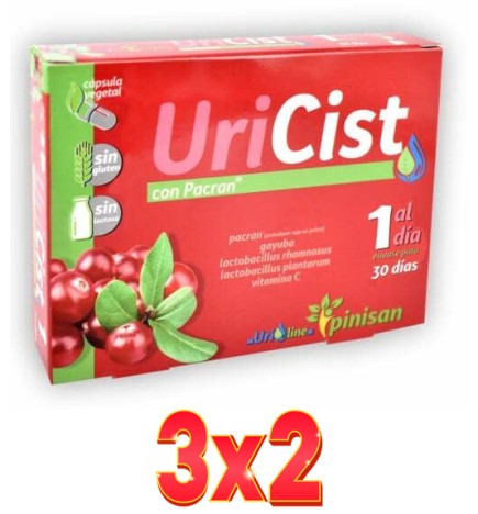 Pack de 3x2 unidades Uricist 30 Capsulas Pinisan