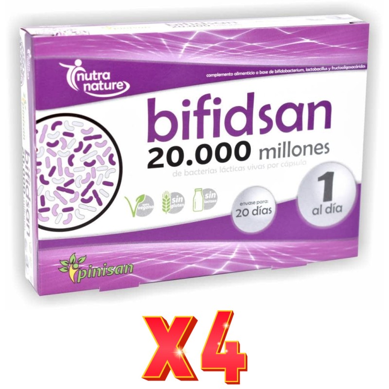Pack de 4 unidades Bifidsan 20 Caps Pinisan
