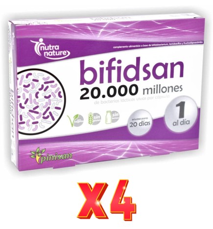 Pack de 4 unidades Bifidsan 20 Caps Pinisan