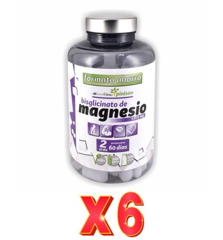 Pack de 6 unidades Bisglicinato De Magnesio 120 Cápsulas Pinisan
