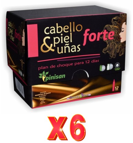 Pack de 6 unidades Cabello-Piel & Uñas Forte Beautyline 12 Viales Pinisan
