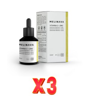 Pack de 3 unidades Vitamina C + Zinc Liposomal Líquido Melinava