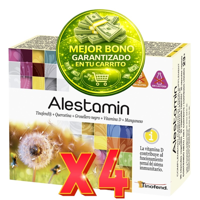 Pack de 4 unidades Alestamin 30 Cápsulas Vegetales. Novadiet