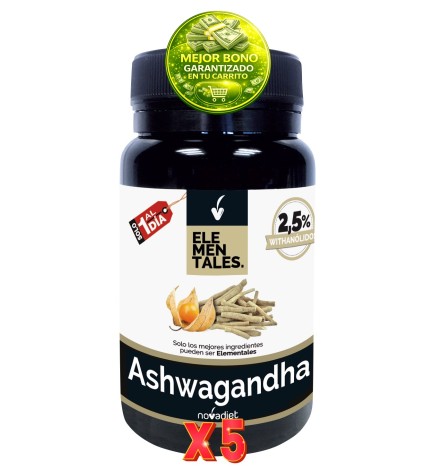 Pack de 5 unidades Ashwagandha 30 Cápsulas Vegetales. Novadiet