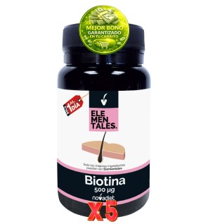 Pack de 5 unidades Biotina 500 Mcg 120 Comprimidos. Novadiet