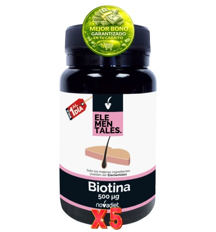 Pack de 5 unidades Biotina 500 Mcg 120 Comprimidos. Novadiet