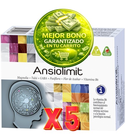 Pack de 5 unidades Ansiolimit 60 Cápsulas Vegetales. Novadiet