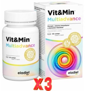Pack 3 unidades Vit&Min Multiadvance 30 Comprimidos de Eladiet