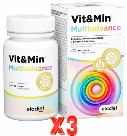 Pack 3 unidades Vit&Min Multiadvance 30 Comprimidos de Eladiet