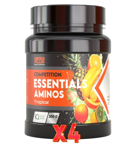 Pack de 4 unidades Essentials Aminos Tropical 300 Gramos Competition Mega Plus
