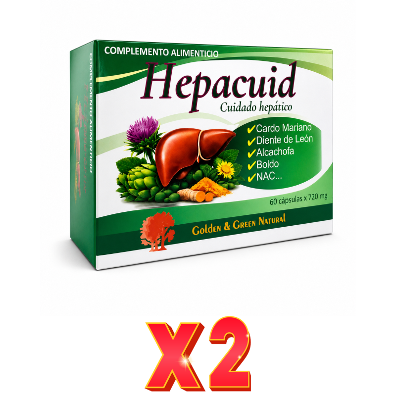 Pack de 2 unidades Hepacuid 60 Cápsulas Golden & Green Pack de 2 unidades Hepacuid 60 Cápsulas Golden & Green