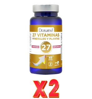 Pack de 2 unidades 27 Vitaminas + Minerales Energia E Inmunidad 90 Comprimidos  Drasanvi