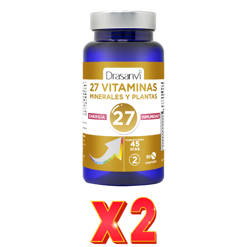 Pack de 2 unidades 27 Vitaminas + Minerales Energia E Inmunidad 90 Comprimidos Drasanvi Pack de 2 unidades 27 Vitaminas + Minerales Energia E Inmunidad 90 Comprimidos Drasanvi