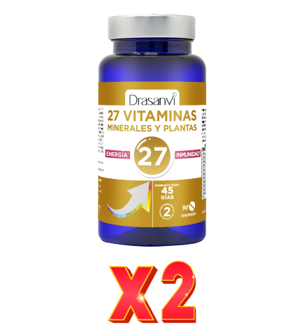 Pack de 2 unidades 27 Vitaminas + Minerales Energia E Inmunidad 90 Comprimidos  Drasanvi