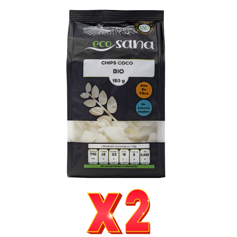 Pack de 2 unidades Chips Coco Bio 150G Ecosana Drasanvi Pack de 2 unidades Chips Coco Bio 150G Ecosana Drasanvi