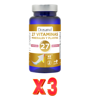 Pack de 3 unidades 27 Vitaminas + Minerales Energia E Inmunidad 90 Comprimidos  Drasanvi