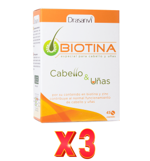 Pack de 3 unidades Biotina 400 Mcg 45 Comprimidos  Drasanvi