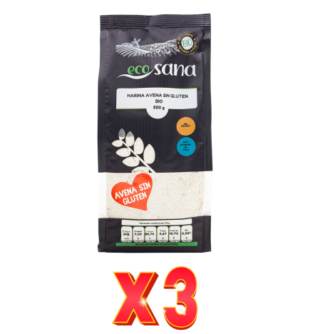 Pack de 3 unidades Harina Avena Integral Sin Gluten Bio 500G Ecosana Drasanvi