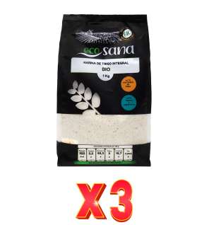 Pack de 3 unidades Harina Trigo Integral Bio 1Kg Ecosana Drasanvi