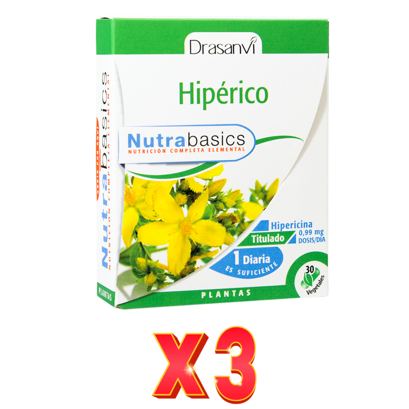 Pack de 3 unidades Hiperico 30 Capsulas Nutrabasicos Drasanvi Pack de 3 unidades Hiperico 30 Capsulas Nutrabasicos Drasanvi