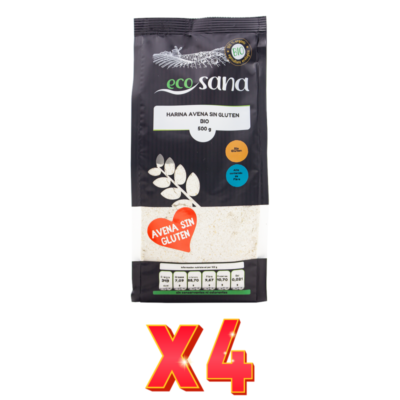 Pack de 4 unidades Harina Avena Integral Sin Gluten Bio 500G Ecosana Drasanvi Pack de 4 unidades Harina Avena Integral Sin Gluten Bio 500G Ecosana Drasanvi