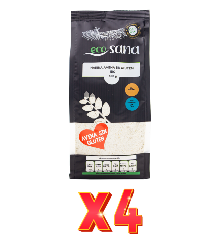 Pack de 4 unidades Harina Avena Integral Sin Gluten Bio 500G Ecosana Drasanvi