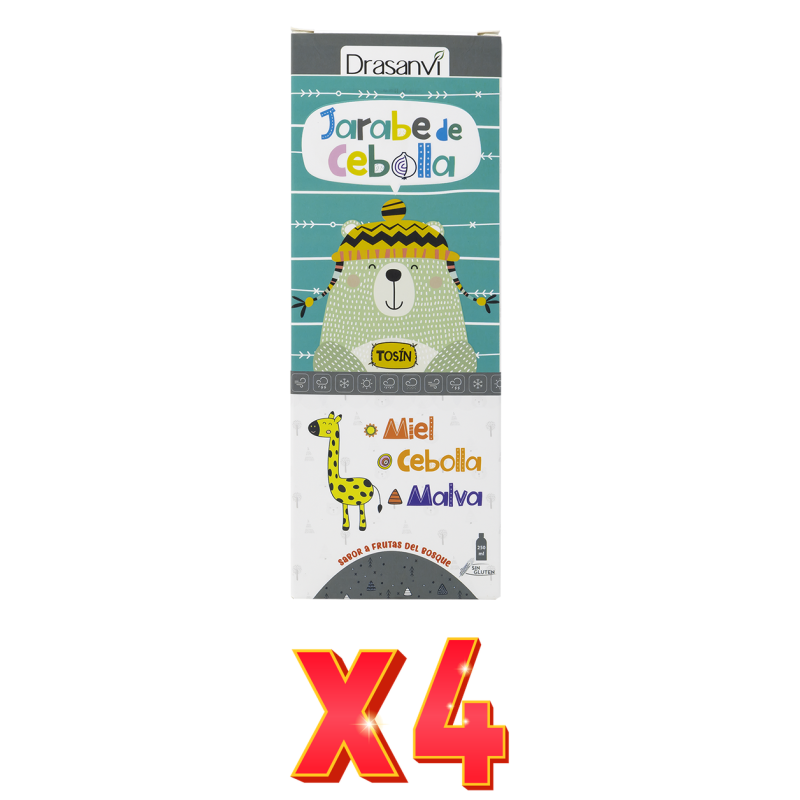 Pack de 4 unidades Jarabe Cebolla 250Ml Niño Drasanvi Pack de 4 unidades Jarabe Cebolla 250Ml Niño Drasanvi