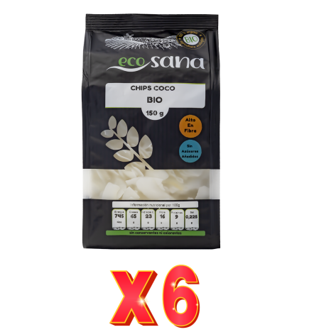 Pack de 6 unidades Chips Coco Bio 150G Ecosana Drasanvi