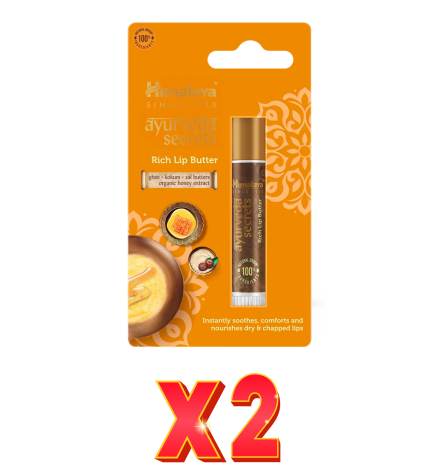 Pack de 2 unidades Bálsamo Labial Ayurveda Rich Butter 4G Stick Himalaya