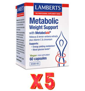 Pack de 5 unidades Metabolic Weight Support Novedad 60 Cápsulas Lamberts