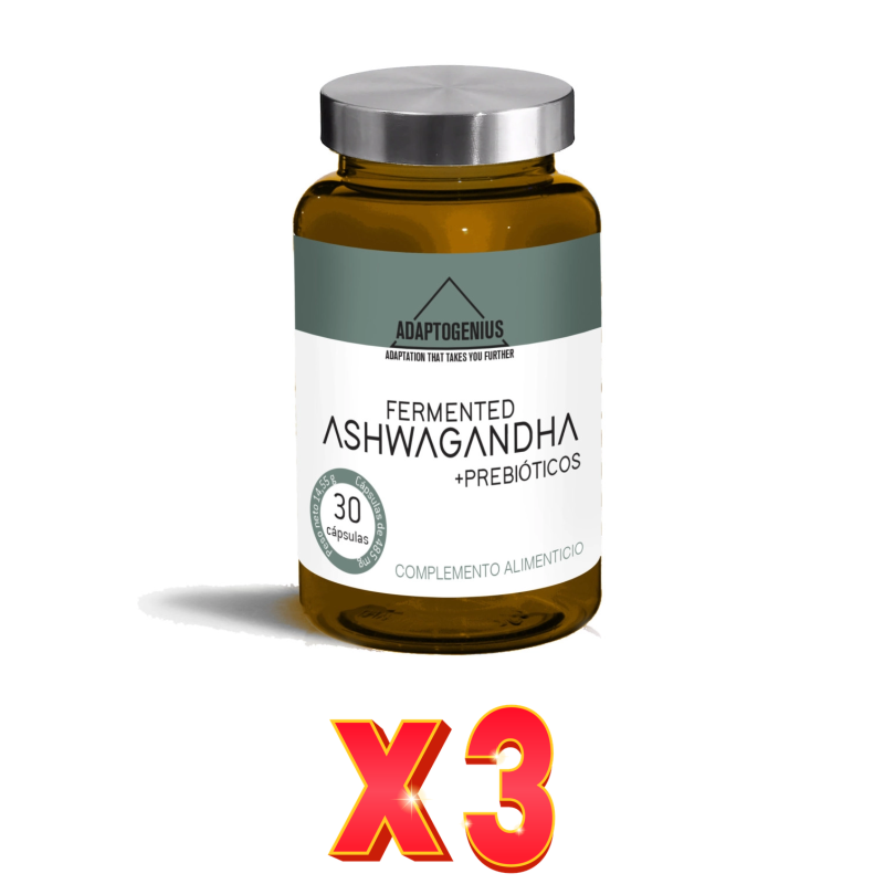 Pack de 3 unidades Fermented Ashwagandha 30 Cápsulas Bioserum Adaptogenius