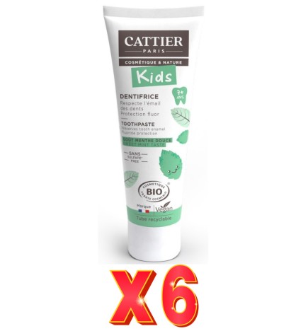 Pack de 6 unidades Dentifrico Para Niños 7 Años + 50 Ml Cattier