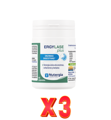Pack de 3 unidades Ergylase Plus 40 Capsulas Nutergia