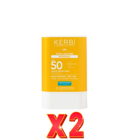 Pack de 2 unidades Kerbi Stick Solar Mineral Spf50 15 G Kerbi