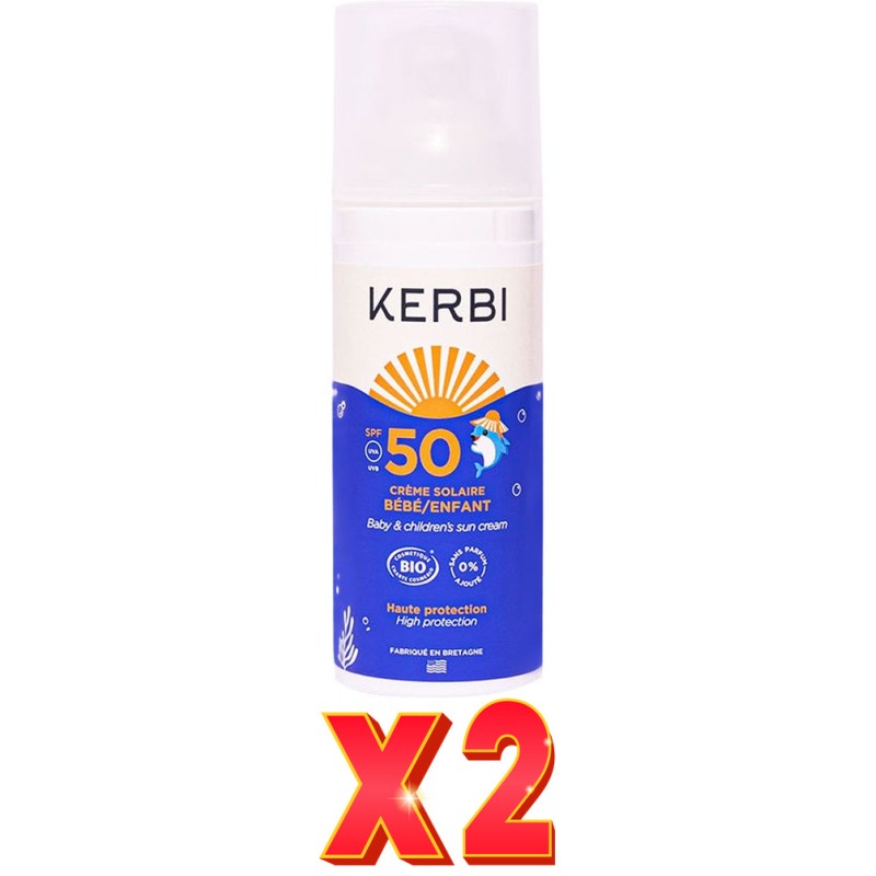 Pack de 2 unidades Kerbi Crema Solar Bebe/Niño Spf50 50 G Kerbi