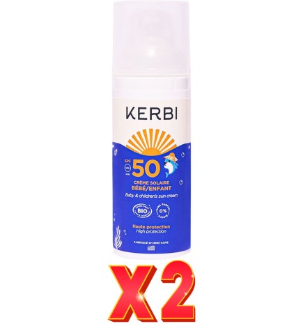 Pack de 2 unidades Kerbi Crema Solar Bebe/Niño Spf50 50 G Kerbi