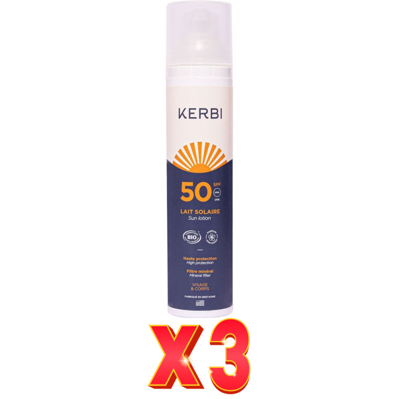 Pack de 3 unidades Kerbi Leche Solar Spf50 100 G Kerbi Pack de 3 unidades Kerbi Leche Solar Spf50 100 G Kerbi