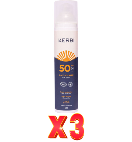 Pack de 3 unidades Kerbi Leche Solar Spf50 100 G Kerbi