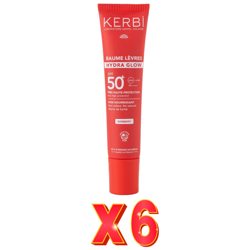 Pack de 6 unidades Kerbi Balsamo Labial Hydra Glow Spf50 15 G Kerbi