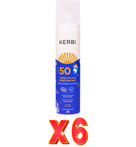 Pack de 6 unidades Kerbi Crema Solar Bebe/Niño Spf50 100 G Kerbi