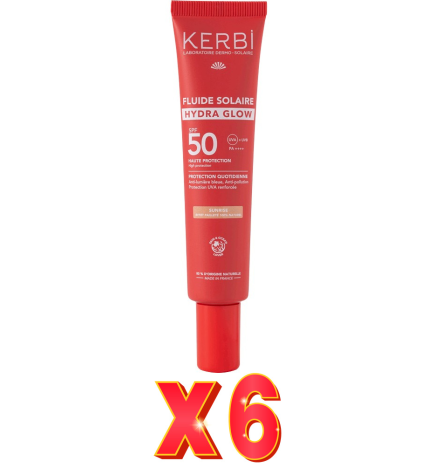 Pack de 6 unidades Kerbi Fluido Solar Hydra Glow Spf50 40 Ml Kerbi