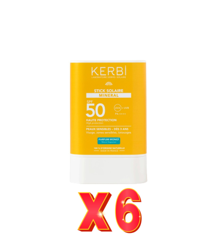 Pack de 6 unidades Kerbi Stick Solar Mineral Spf50 15 G Kerbi