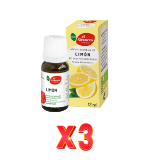Pack de 3 unidades Aceite Esencial De Limón Bio, 12 Ml El Granero Integral