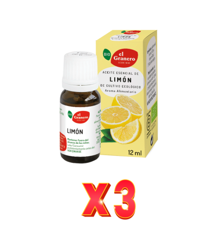 Pack de 3 unidades Aceite Esencial De Limón Bio, 12 Ml El Granero Integral