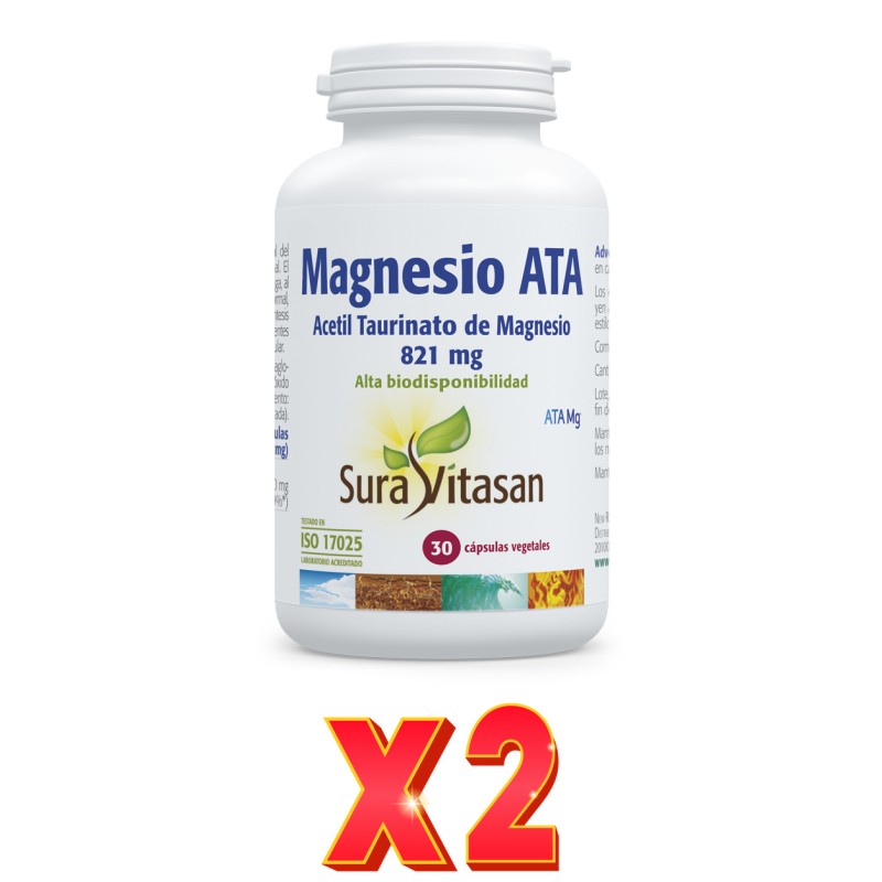 Pack de 2 unidades Magnesio Ata 30 Cápsulas Sura Vitasan Pack de 2 unidades Magnesio Ata 30 Cápsulas Sura Vitasan