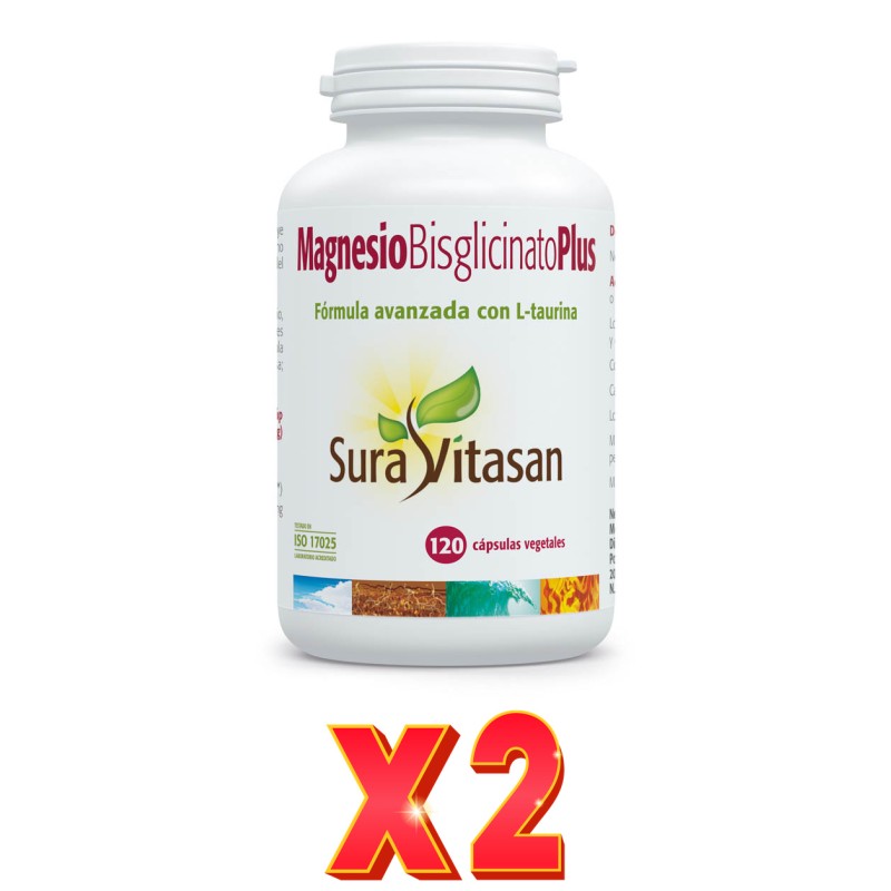 Pack de 2 unidades Magnesio Bisglicinato 120 Cápsulas Sura Vitasan