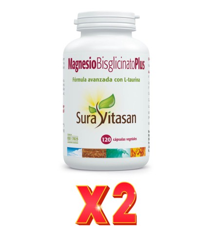 Pack de 2 unidades Magnesio Bisglicinato 120 Cápsulas Sura Vitasan